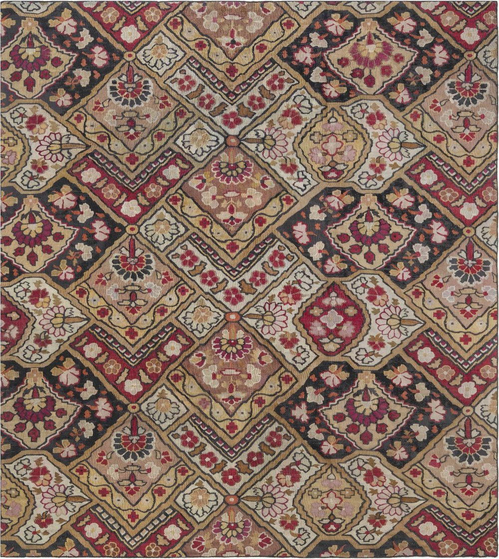 Authentic 19th Century French Aubusson Floral Motifs Handmade Rug BB7079