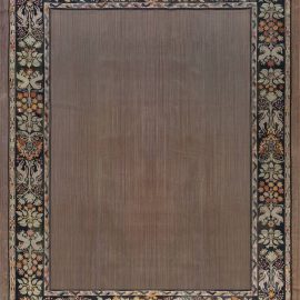 Early 20th Century Aubusson Animal Botanic Brown, Purple Handmade Wool Rug BB7082