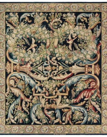 Antique English Floral Allover Golden Tan Needlework Wool Rug – Circa 1890 BB7769 Antique English Floral Allover Golden Tan Needlework Wool Rug – Circa 1890 BB7769