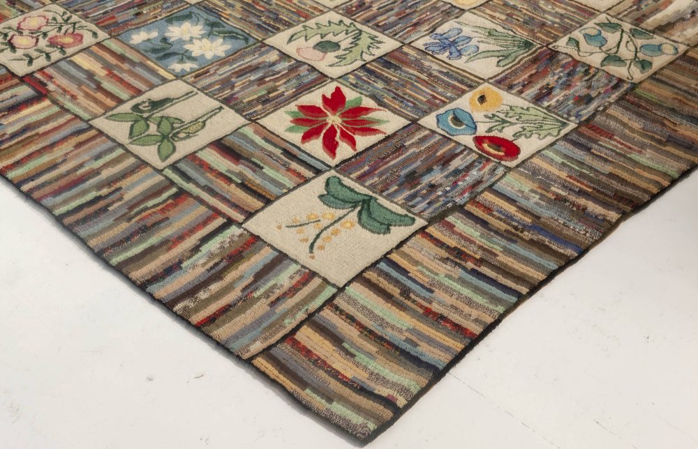 Mid-20th century Colorful American Hooked Wool Rug BB3578