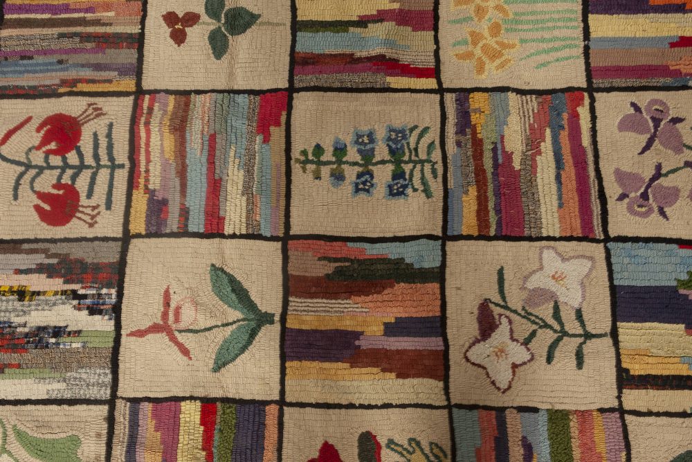 Mid-20th century Colorful American Hooked Wool Rug BB3578