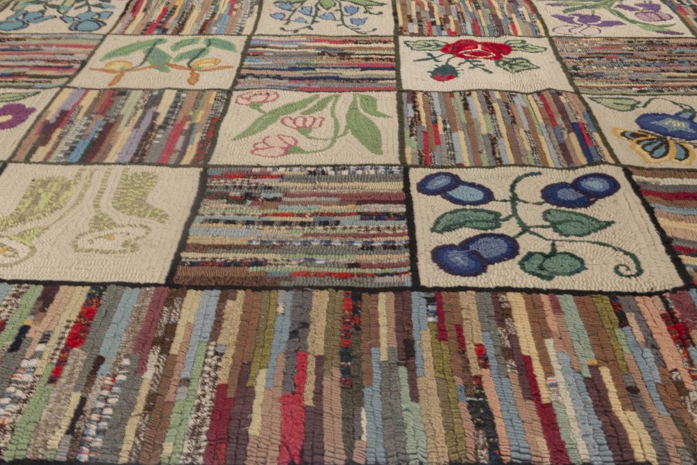 Mid-20th century Colorful American Hooked Wool Rug BB3578