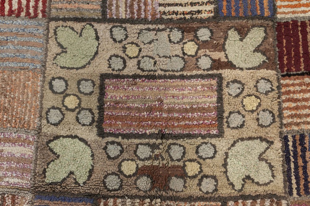 Mid-20th century Colorful American Hooked Wool Rug BB3578