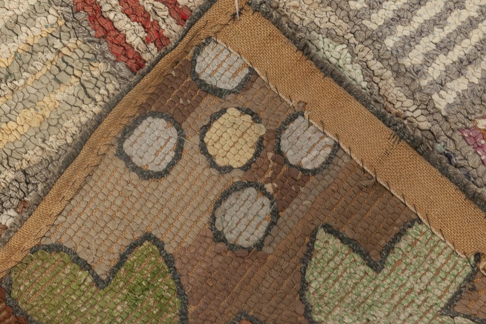 Mid-20th century Colorful American Hooked Wool Rug BB3578