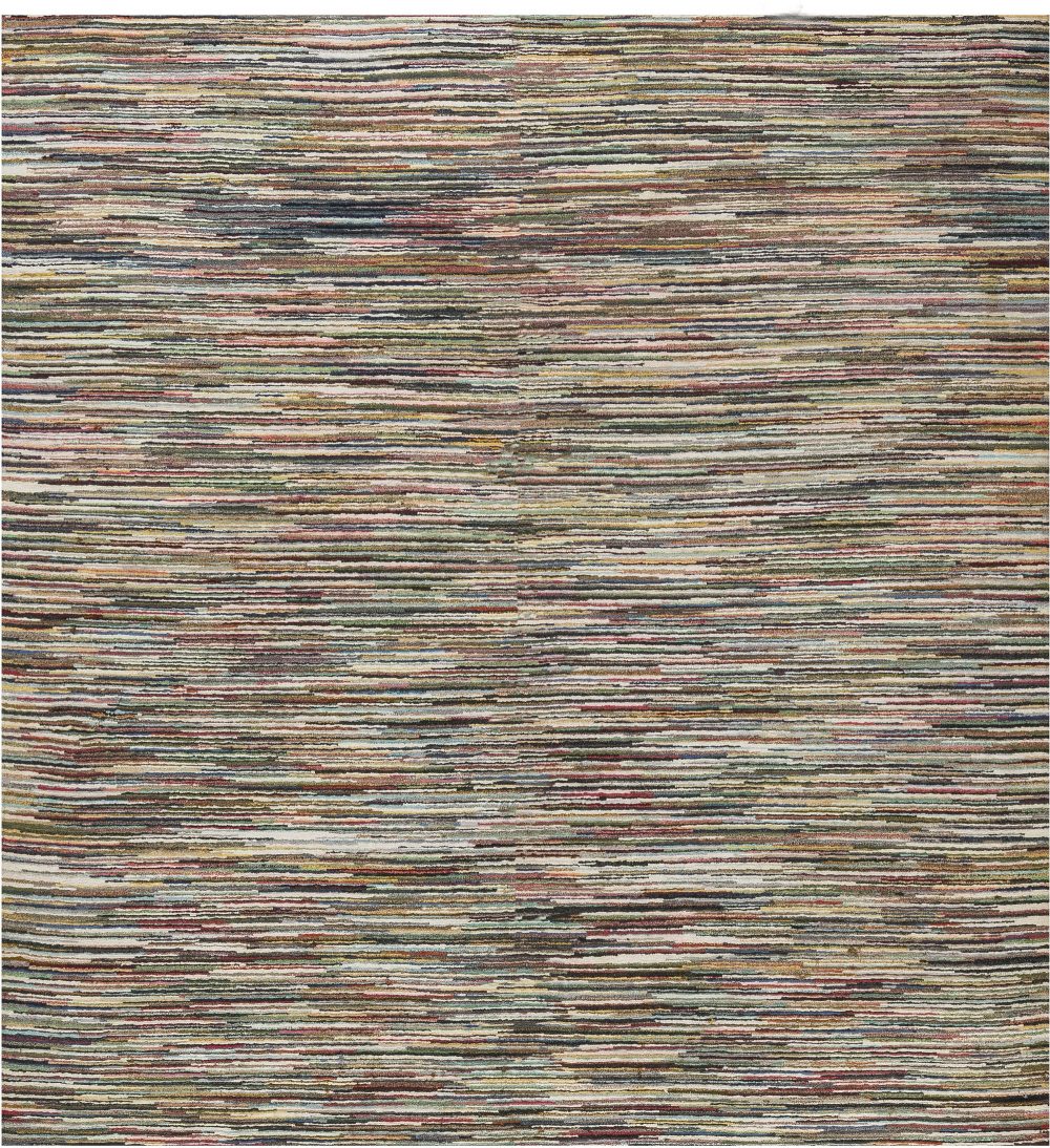 Mid-20th century Colorful Striped Wool American Rag Rug BB7078