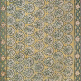 Antique Needlepoint Pale Green and Golden Yellow Carpet BB7072