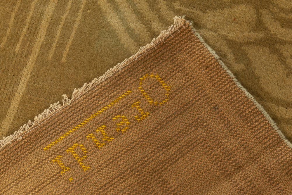 Vintage Viennese Art Deco Gold Yellow Handmade Wool Rug BB1035