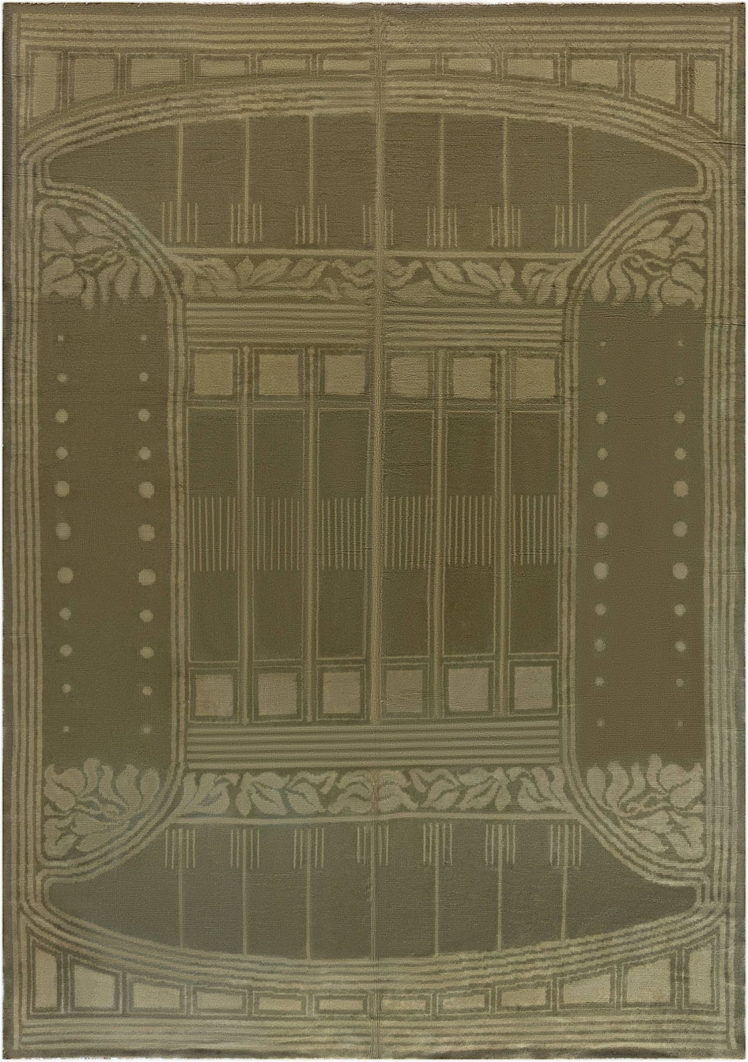 Vintage Viennese Art Deco Gold Yellow Handmade Wool Rug BB1035