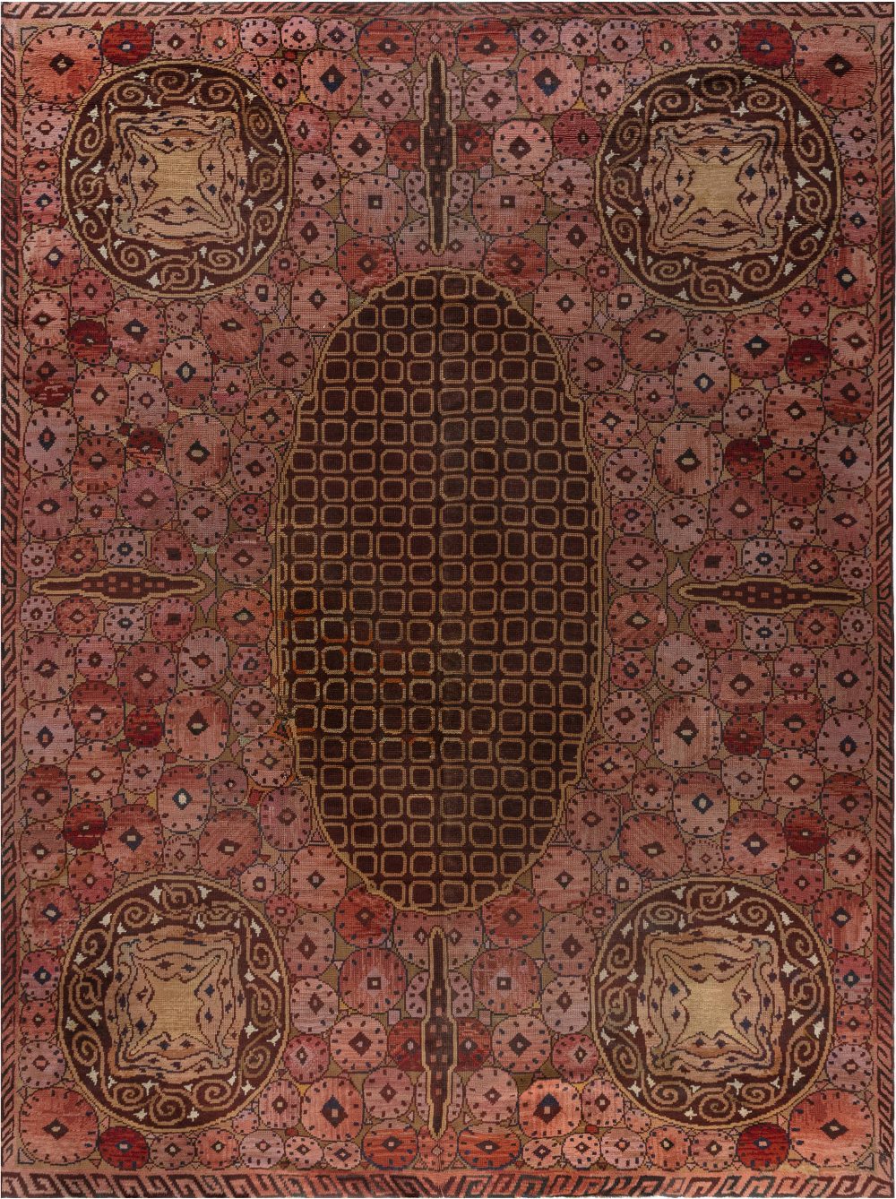 Vintage Brown Viennese Handwoven Wool Carpet BB7402