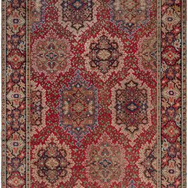 Antique Axminster English Allover Geometric Soft Beige Hand-Knotted Wool Rug – Circa 1920 BB7403