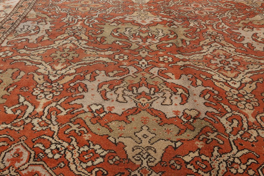 Oversized Vintage English Axminster Bold Red Handmade Wool Carpet BB1796