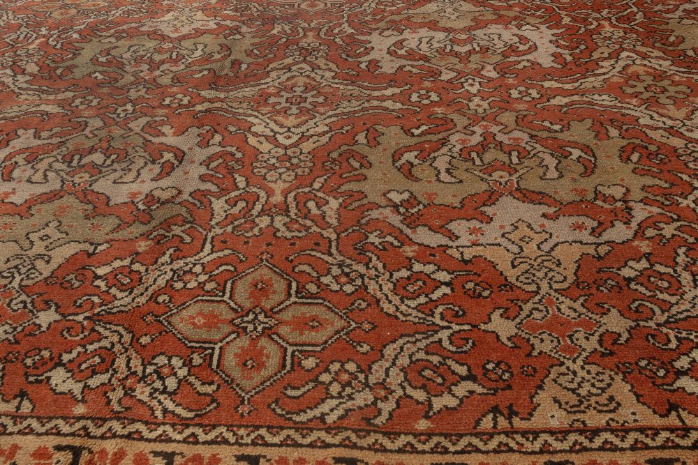 Oversized Vintage English Axminster Bold Red Handmade Wool Carpet BB1796