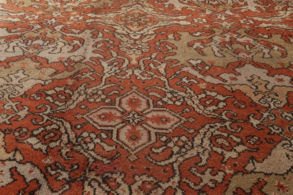 Oversized Vintage English Axminster Bold Red Handmade Wool Carpet BB1796