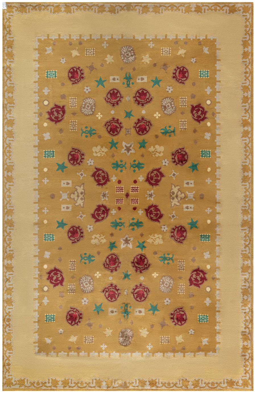 One-of-a-kind French Art Deco Orange & Red Handwoven Wool Rug by Paule Leleu BB4696