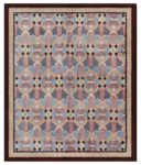One-of-a-kind French Art Deco Blue, Rose, Beige, Brown Handmade Wool Rug BB4731