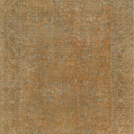 Antique Indian Floral Allover Warm Tan Hand-Knotted Wool Carpet – Circa 1920 Tree Of Life Motif BB4596