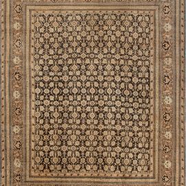 Antique Agra Indian Allover Floral Warm Tan Hand-Knotted Wool Rug – Circa 1900 BB0487