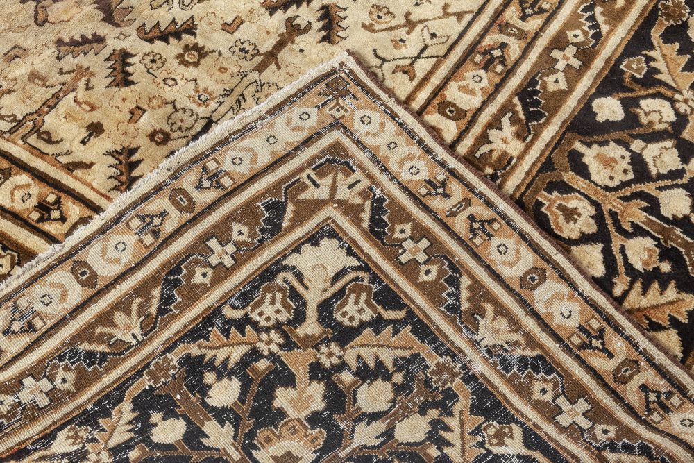 Antique Indian Agra Brown Handwoven Wool Carpet BB2727