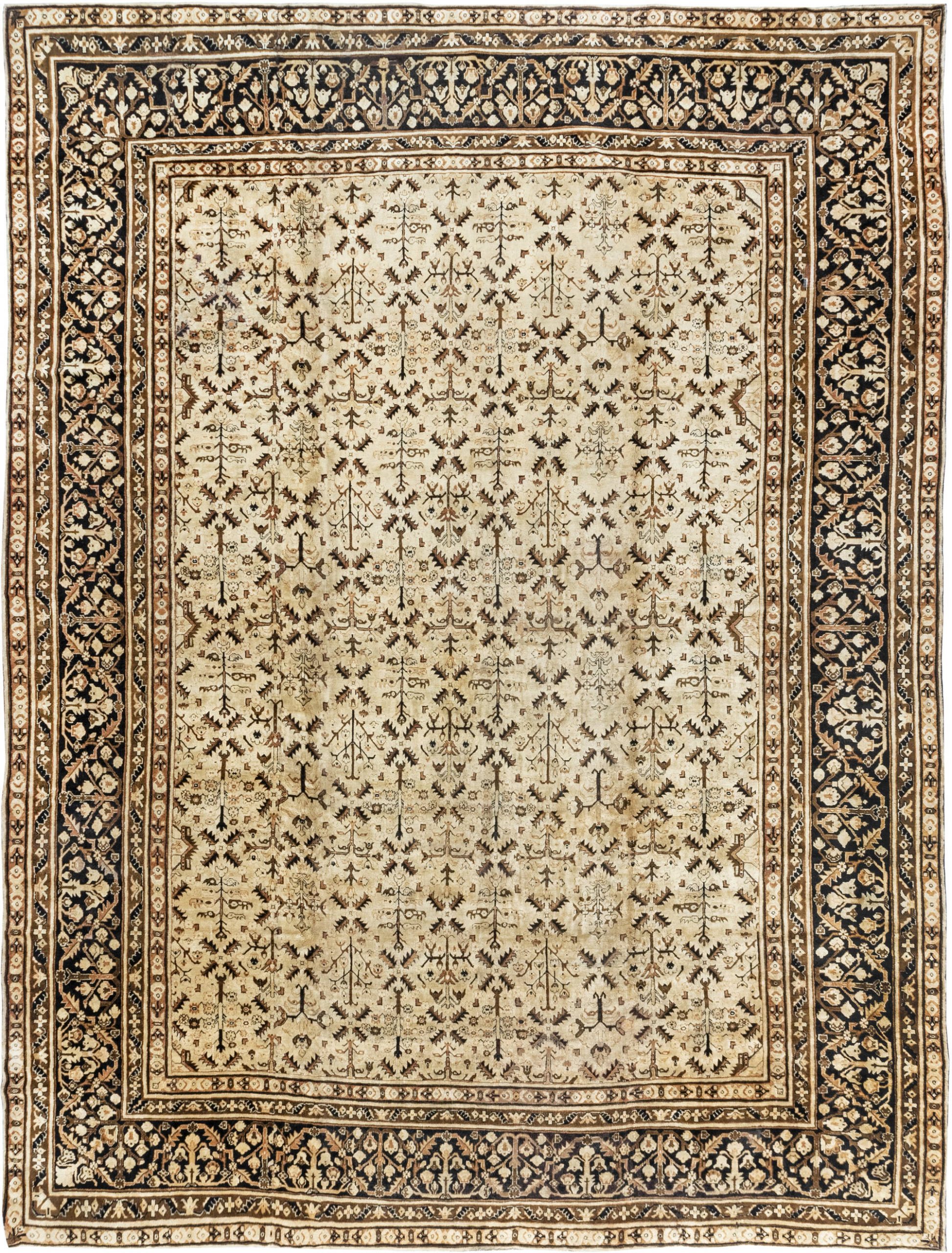 Antique Indian Agra Brown Handwoven Wool Carpet BB2727