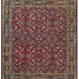 Antique Agra Indian Allover Floral Ivory Hand-Knotted Wool Rug – Circa 1880 BB5599