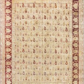 Timeless Antique Amritsar Indian Allover Soft Beige Hand-Knotted Wool Rug – Circa 1920 BB7080