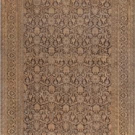 Antique Amritsar Indian Floral Allover Warm Tan Hand-Knotted Wool Rug – Circa 1900 BB1958