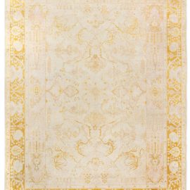 Antique Amritsar Indian Allover Cream With Yellow Hand-Knotted Wool Rug – Circa 1900 BB2846