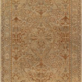 Antique Amritsar Indian Floral Medallion Warm Tan Hand-Knotted Wool Carpet – Circa 1880 BB4221