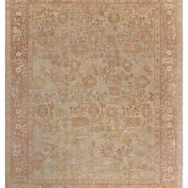 Antique Amritsar Indian Allover Warm Tan Hand-Knotted Wool Rug – Circa 1900 BB4283