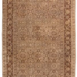 Antique Amritsar Indian Allover Warm Tan Hand-Knotted Wool Rug – Circa 1920 BB4312