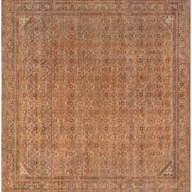 Antique Amritsar Indian Floral Allover Warm Tan Hand-Knotted Wool Rug – Circa 1920 (Size Adjusted) BB4457