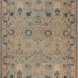 Authentic Beige Botanic Indian Handmade Wool Rug BB3131