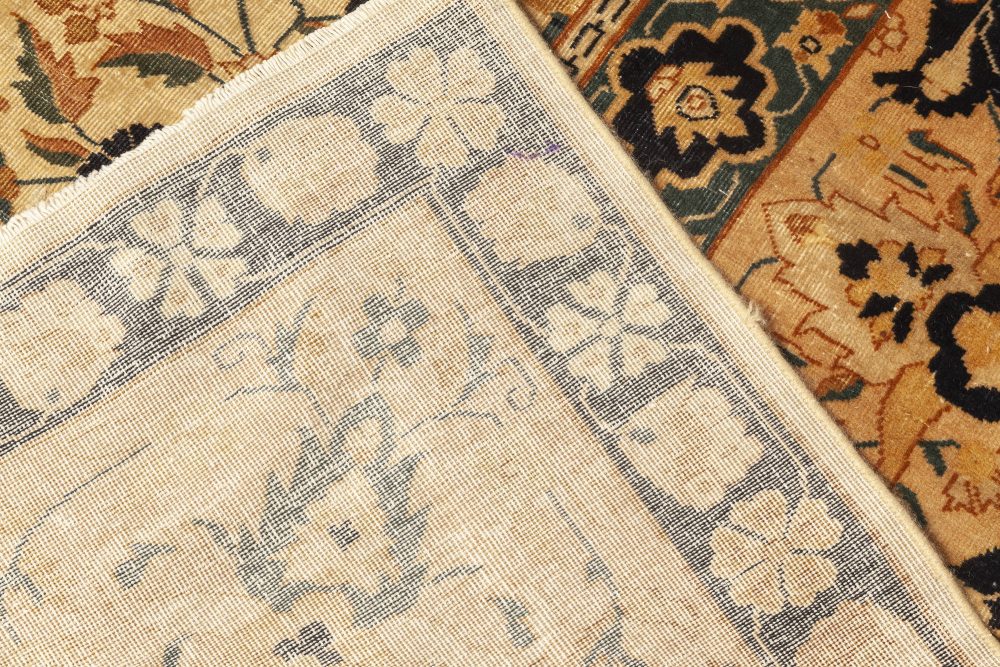 Authentic Beige Botanic Indian Handmade Wool Rug BB3131