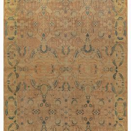 Indian Antique Allover Geometric Warm Tan Hand-Knotted Wool Rug – Circa 1900 BB3704
