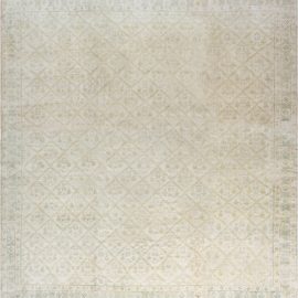 Vintage Indian Agra Ivory Yellow Handmade Rug BB7117