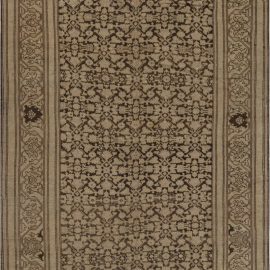 Malayer Antique Allover Warm Tan With Brown Hand-Knotted Wool Rug – Circa 1920 Paisley Design BB7462