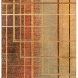 French Art Deco Vintage Geometric Soft Beige Hand-Knotted Wool Carpet BB3972