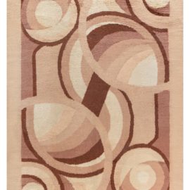 French Art Deco Vintage Abstract Warm Tan Hand-Knotted Wool Rug By D.I.M. – A Symphony Of Curves BB4794