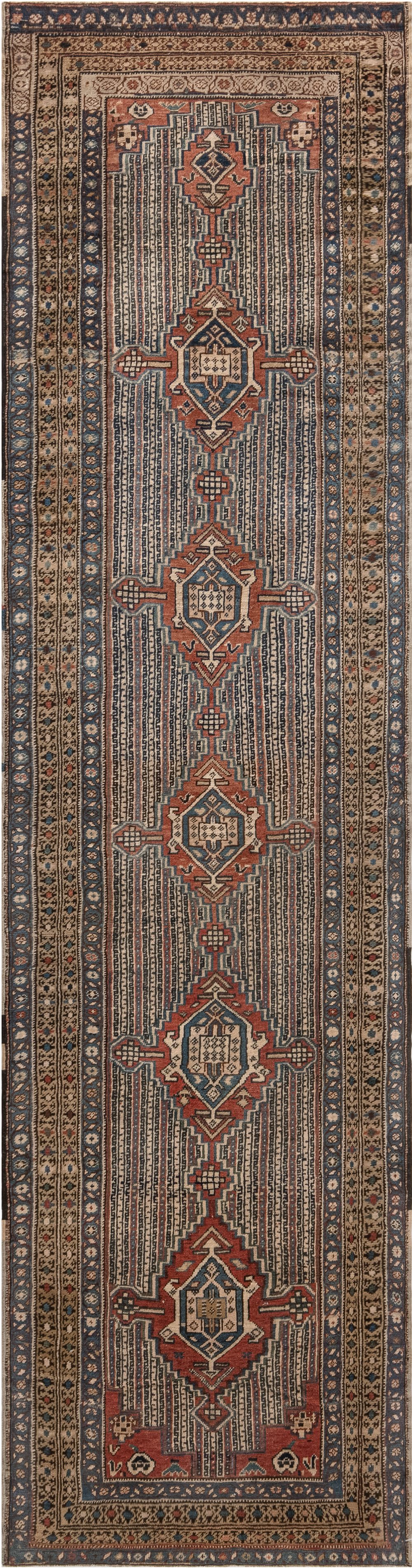 Antique Northwest Persian Blue, Red, Beige Hand Knotted Wool Rug BB4228