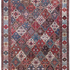 Persian Antique Allover Geometric Ivory Hand-Knotted Wool Carpet – Circa 1880 BB3245