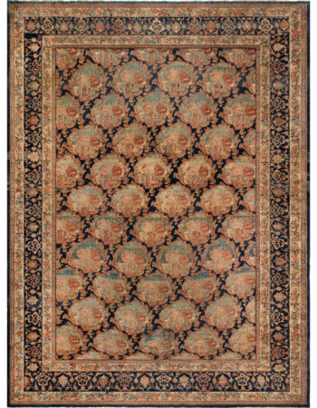 Antique Tabriz Persian Floral Allover Light Beige Hand-Knotted Wool Rug – Circa 1900 BB3325