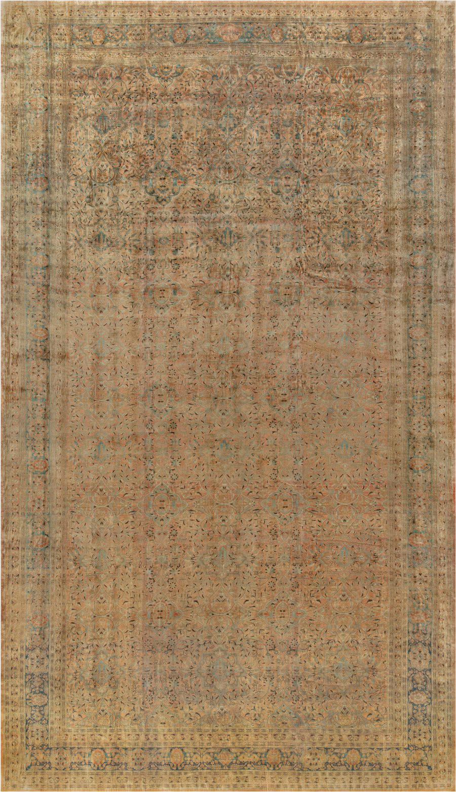 Authentic 19th Century Persian Kashan Handmade Wool Rug BB4206