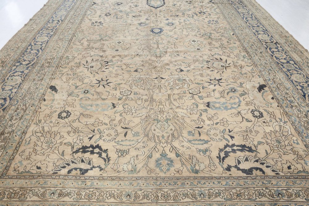 Fine Antique Persian Khorassan Beige, Blue Handmade Wool Rug BB3678