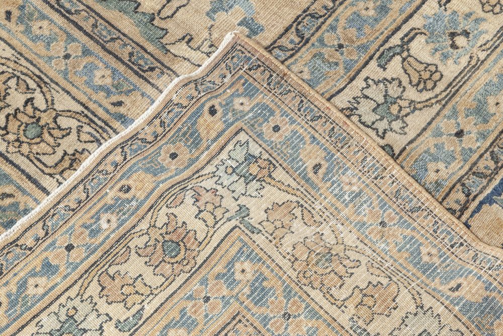 Fine Antique Persian Khorassan Beige, Blue Handmade Wool Rug BB3678