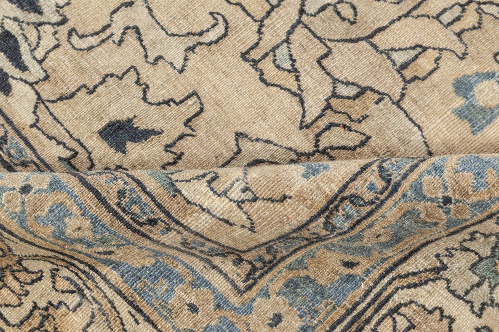 Fine Antique Persian Khorassan Beige, Blue Handmade Wool Rug BB3678