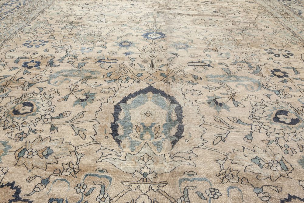 Fine Antique Persian Khorassan Beige, Blue Handmade Wool Rug BB3678