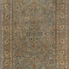 Antique Khorassan Persian Allover Floral Warm Tan Hand-Knotted Wool Rug – Circa 1900 BB4284