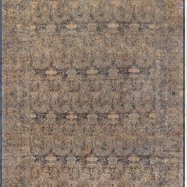 Antique Kirman Persian Allover Floral Soft Beige Hand-Knotted Wool Rug – Circa 1900 BB0772