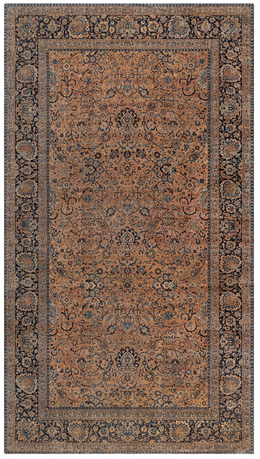 Oversized Antique Persian Kirman Botanic Handmade Wool Rug BB2962
