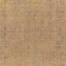 Antique Kirman Persian Floral Allover, Warm Tan, Hand-Knotted Wool Rug – Circa 1880 BB3437